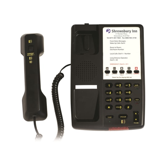 Teléfono De Una Sola Línea Inn-Phone® con Altavoz, 5 Teclas de Memoria Programables, Negro